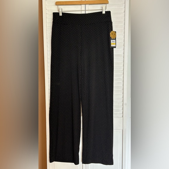 Nine West black gold studded wide leg flowy palazzo pull on pants NWT medium - Picture 8 of 15